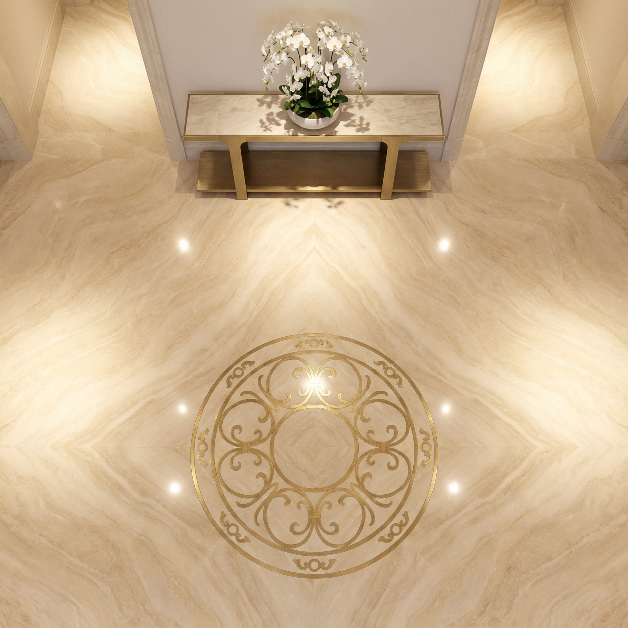 Marble lobby morning light